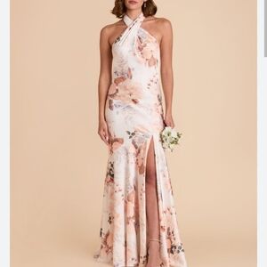 Birdy Grey Stephanie DressMatte Satin Champagne Cascadia Bouquet Women's Size XS